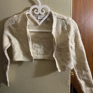 Plato's Cream Sequin Cardigan
